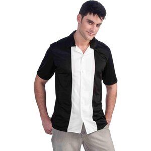 Forum Novelties Bowling Shirt Size Medium Black White Costume Rockabilly NEW